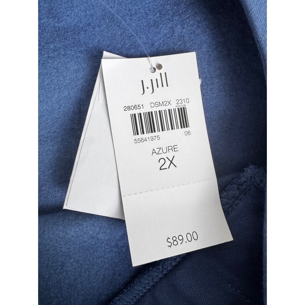 New Pure Jill Azure Blue Popover Top Button Detail V Neck Butter Soft Knit 2X‎ - Picture 4 of 12